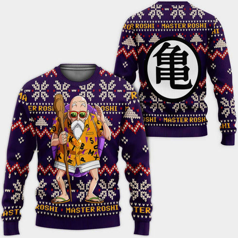 Divesart - Master Roshi Brutto maglione di Natale e felpa con cappuccio Regali di Natale personalizzati per Anime Dragon Ball